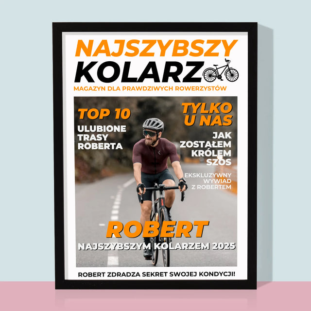 Okładka Magazynu: Najszybszy Kolarz - Wydruk Obramowany