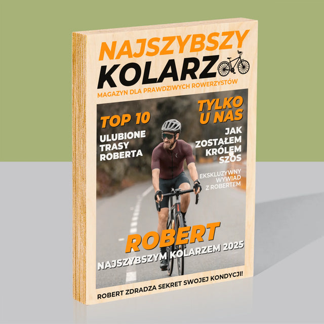 Okładka Magazynu: Najszybszy Kolarz - Wydruk Na Drewnie