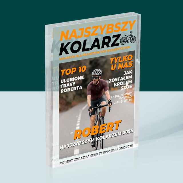 Okładka Magazynu: Najszybszy Kolarz - Blok Akrylowy z Nadrukiem