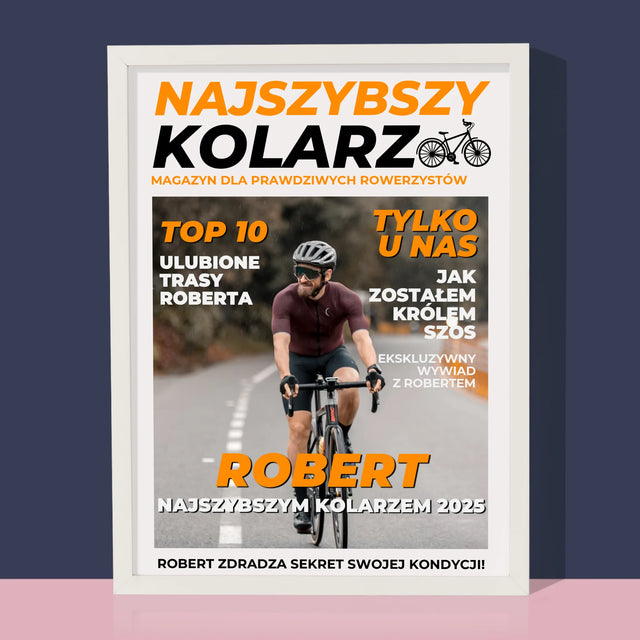 Okładka Magazynu: Najszybszy Kolarz - Wydruk Obramowany