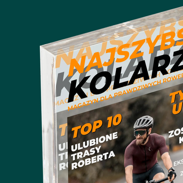 Okładka Magazynu: Najszybszy Kolarz - Blok Akrylowy z Nadrukiem