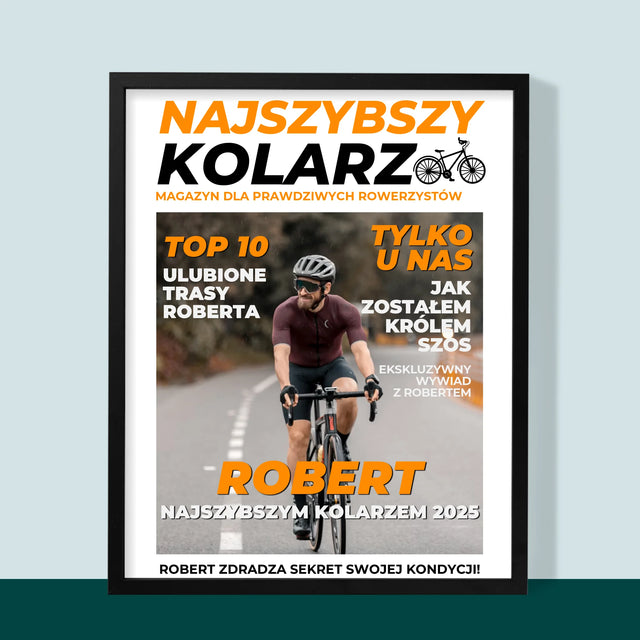 Okładka Magazynu: Najszybszy Kolarz - Wydruk Obramowany