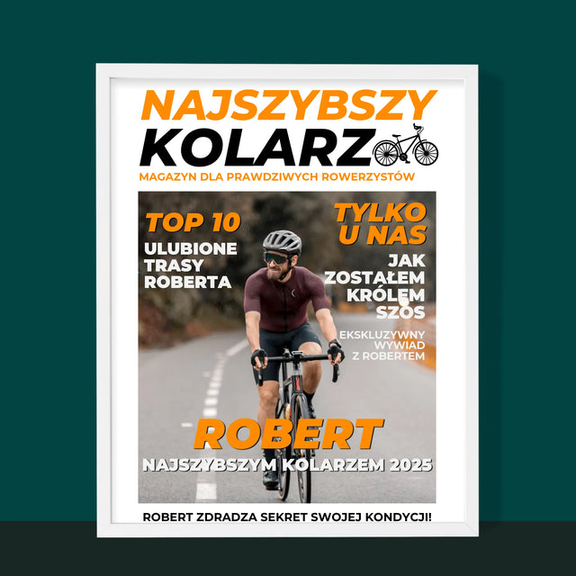 Okładka Magazynu: Najszybszy Kolarz - Wydruk Obramowany