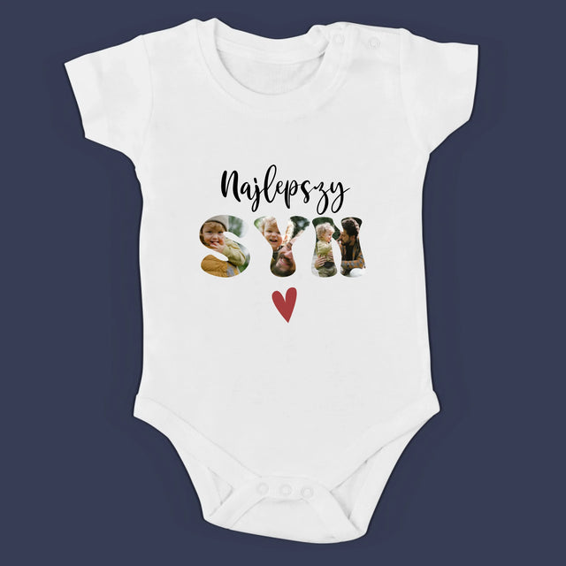 Zdjęcie i Podpis: Najlepszy tata i syn serce - Zestaw Koszulka Męska i Body Niemowlęce