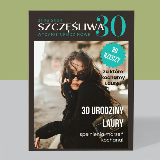 Okładka Magazynu: Szczęśliwa 30 - Wydruk Na Drewnie