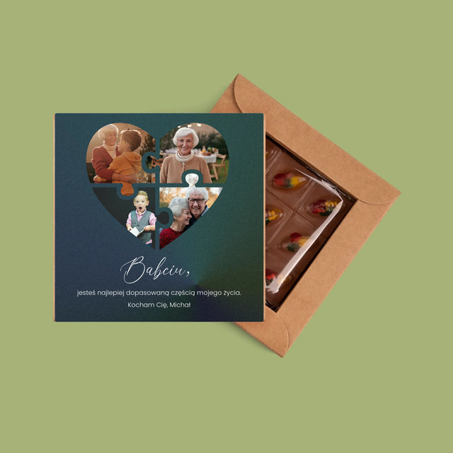 Fotokolaż: Puzzle Serce Dla Babci - Dubajska Czekolada