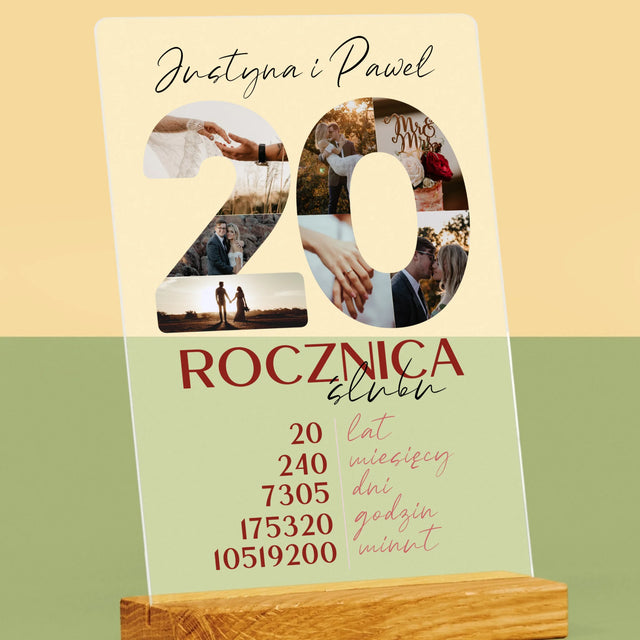 Słowo Ze Zdjęć: 20 Rocznica Ślubu - Wydruk Na Szkle Akrylowym