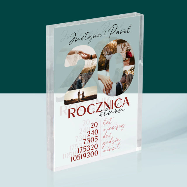 Słowo Ze Zdjęć: 20 Rocznica Ślubu - Blok Akrylowy z Nadrukiem