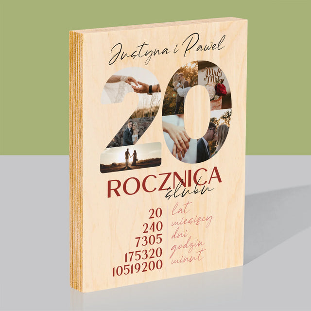 Słowo Ze Zdjęć: 20 Rocznica Ślubu - Wydruk Na Drewnie