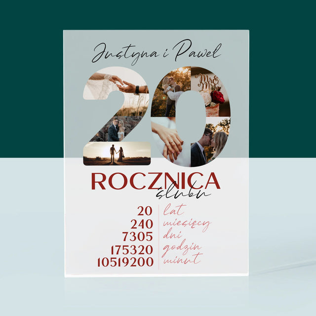Słowo Ze Zdjęć: 20 Rocznica Ślubu - Blok Akrylowy z Nadrukiem