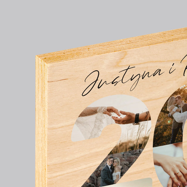 Słowo Ze Zdjęć: 20 Rocznica Ślubu - Wydruk Na Drewnie