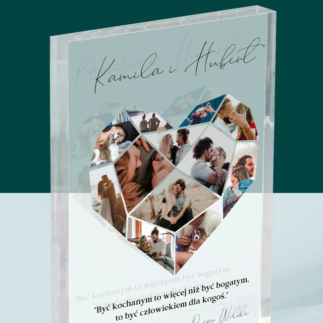 Fotokolaż: Serce Geometryczne - Blok Akrylowy z Nadrukiem