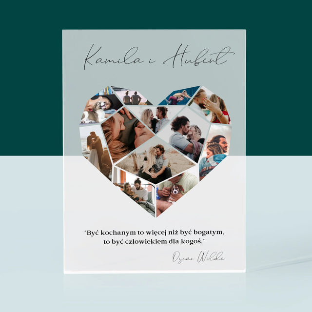 Fotokolaż: Serce Geometryczne - Blok Akrylowy z Nadrukiem