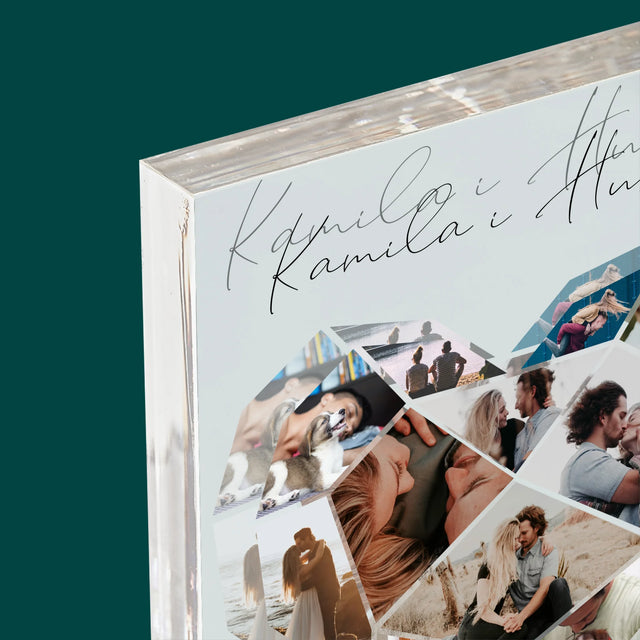 Fotokolaż: Serce Geometryczne - Blok Akrylowy z Nadrukiem