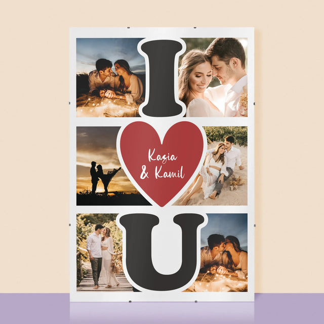 Fotokolaż: I Love You - Personalizowany Plakat