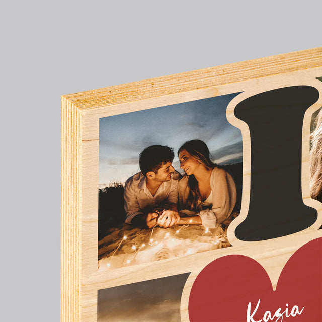 Fotokolaż: I Love You - Wydruk Na Drewnie