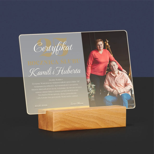 Certyfkat: Rocznica - Wydruk Na Szkle Akrylowym