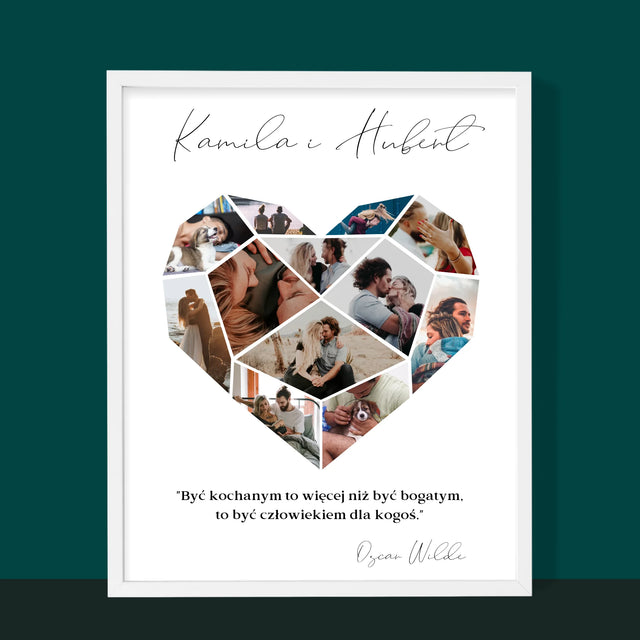 Fotokolaż: Serce Geometryczne - Wydruk Obramowany