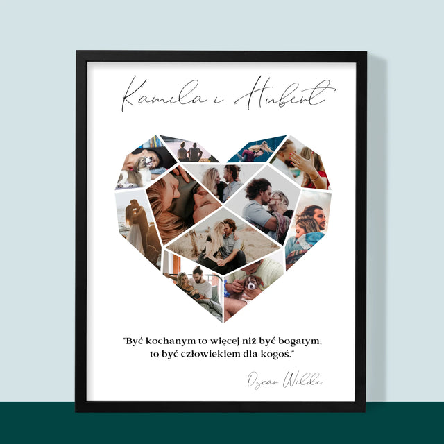 Fotokolaż: Serce Geometryczne - Wydruk Obramowany