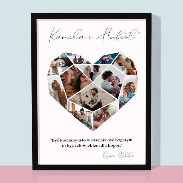 Fotokolaż: Serce Geometryczne - Wydruk Obramowany