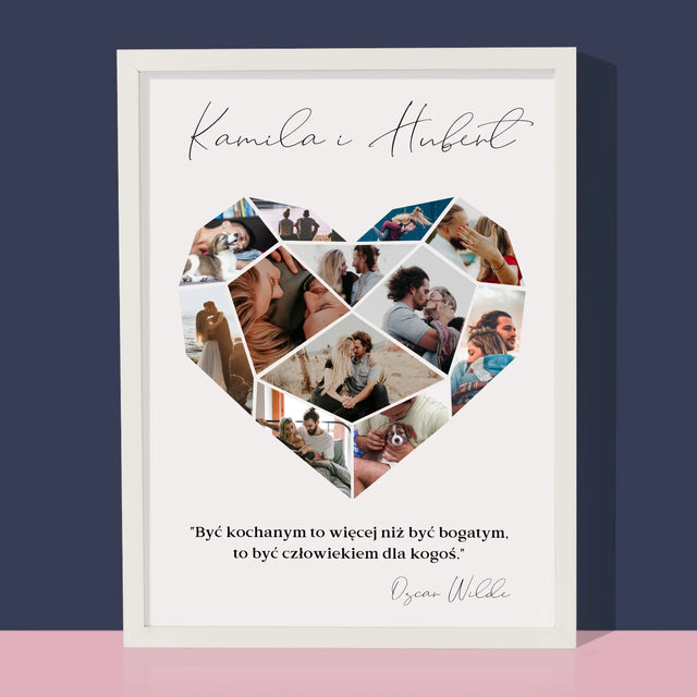 Fotokolaż: Serce Geometryczne - Wydruk Obramowany