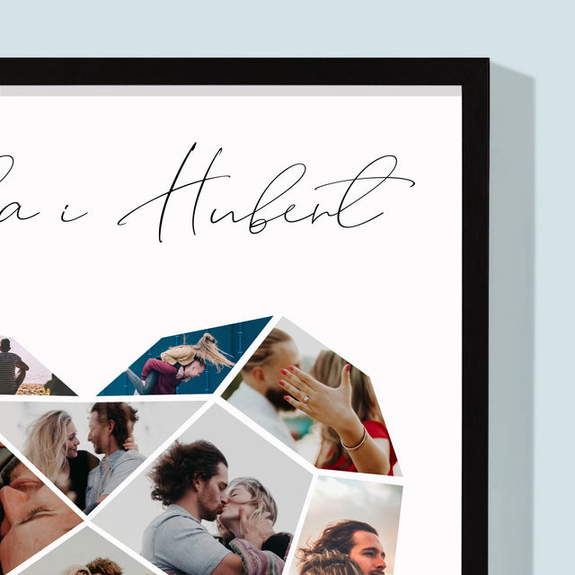 Fotokolaż: Serce Geometryczne - Wydruk Obramowany