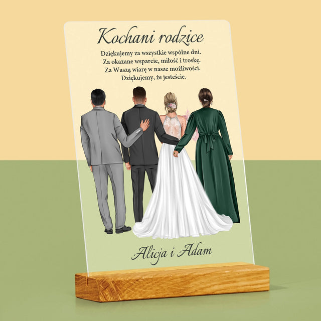 Kreator Postaci: Kochani Rodzice Dziękujemy - Wydruk Na Szkle Akrylowym