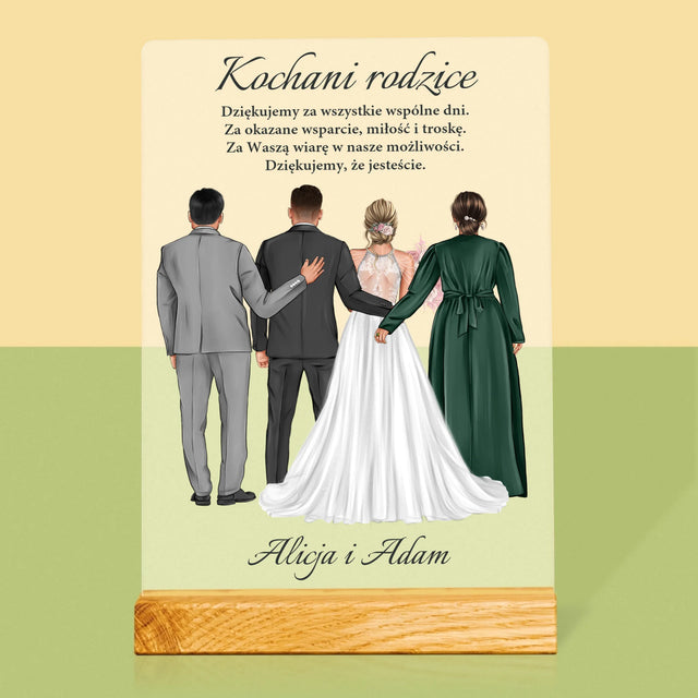 Kreator Postaci: Kochani Rodzice Dziękujemy - Wydruk Na Szkle Akrylowym
