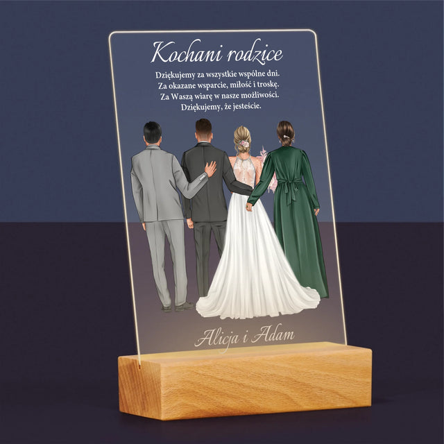 Kreator Postaci: Kochani Rodzice Dziękujemy - Wydruk Na Szkle Akrylowym