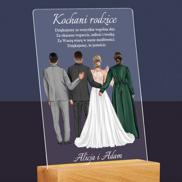 Kreator Postaci: Kochani Rodzice Dziękujemy - Wydruk Na Szkle Akrylowym