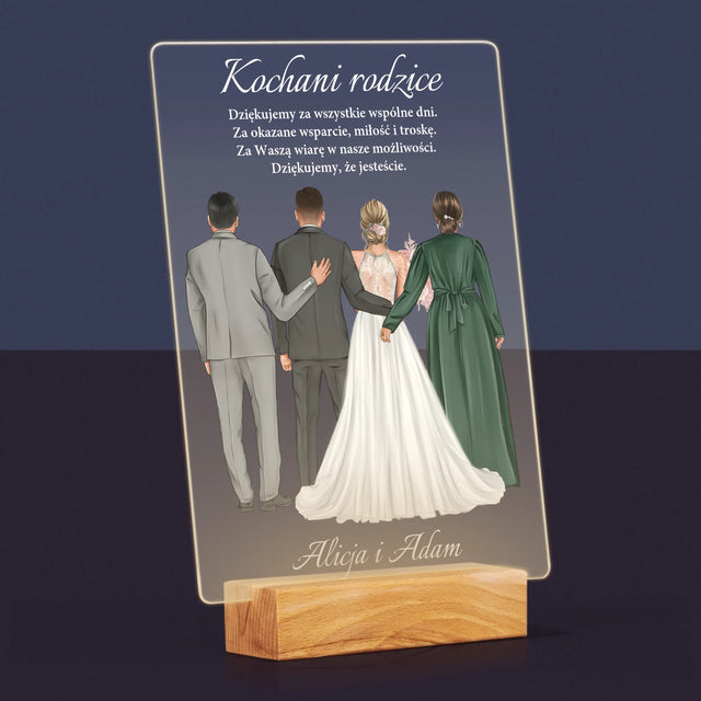 Kreator Postaci: Kochani Rodzice Dziękujemy - Wydruk Na Szkle Akrylowym