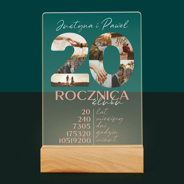 Słowo Ze Zdjęć: 20 Rocznica Ślubu - Wydruk Na Szkle Akrylowym