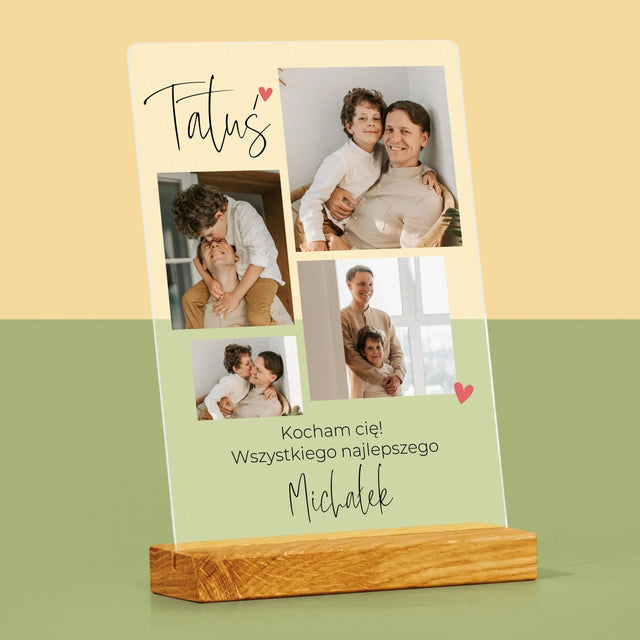 Fotokolaż: Tatusiu Kocham Cię - Wydruk Na Szkle Akrylowym