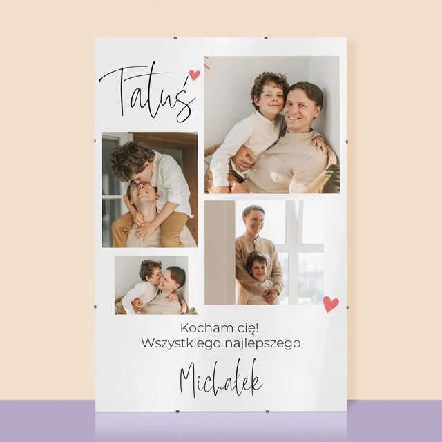Fotokolaż: Tatusiu Kocham Cię - Personalizowany Plakat