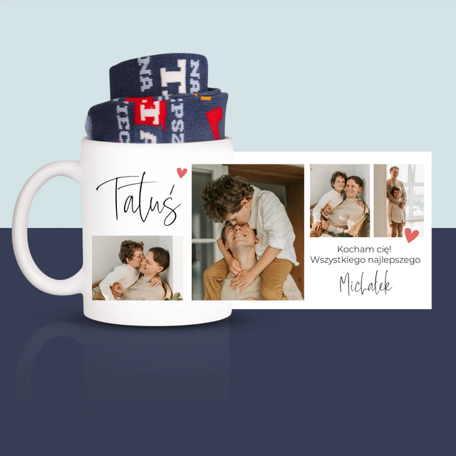 Fotokolaż: Tatusiu kocham Cię - Skarpetki w Kubku Dla Taty