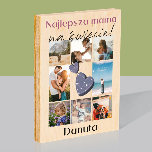 Fotokolaż: Najlepsza Mama - Wydruk Na Drewnie