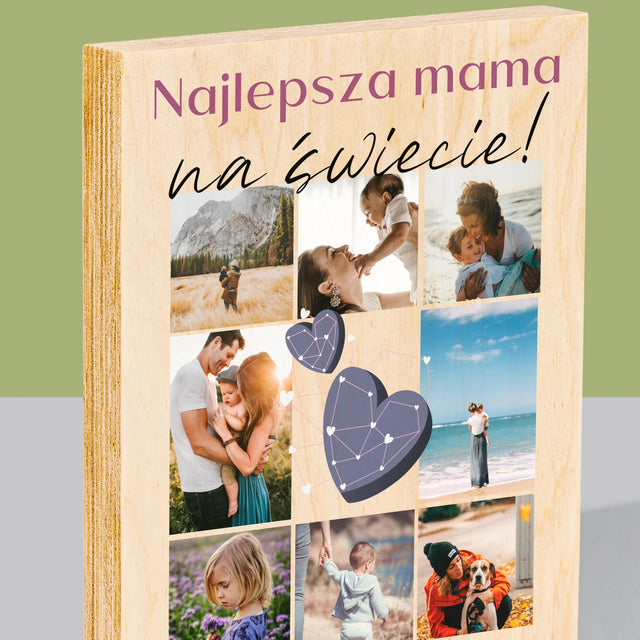 Fotokolaż: Najlepsza Mama - Wydruk Na Drewnie