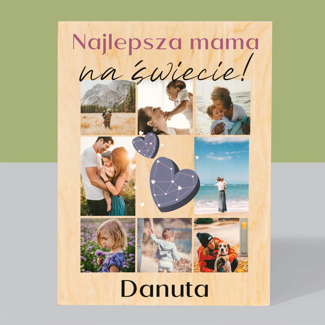 Fotokolaż: Najlepsza Mama - Wydruk Na Drewnie