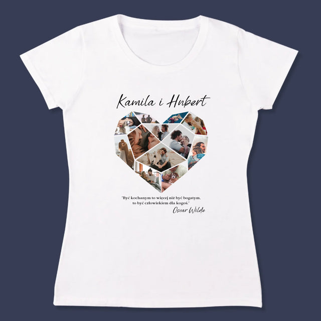 Fotokolaż: Serce Geometryczne - Koszulka Damska z Nadrukiem