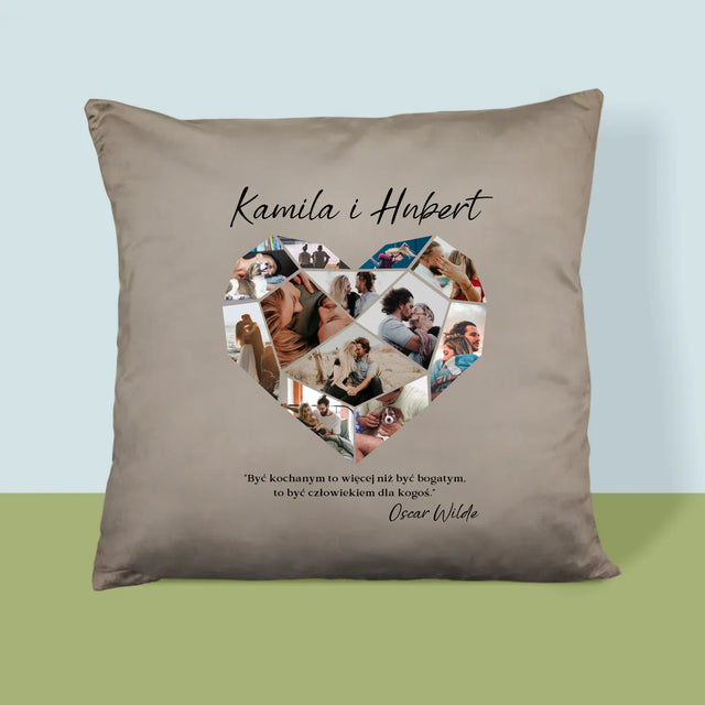 Fotokolaż: Serce Geometryczne - Poduszka z Nadrukiem