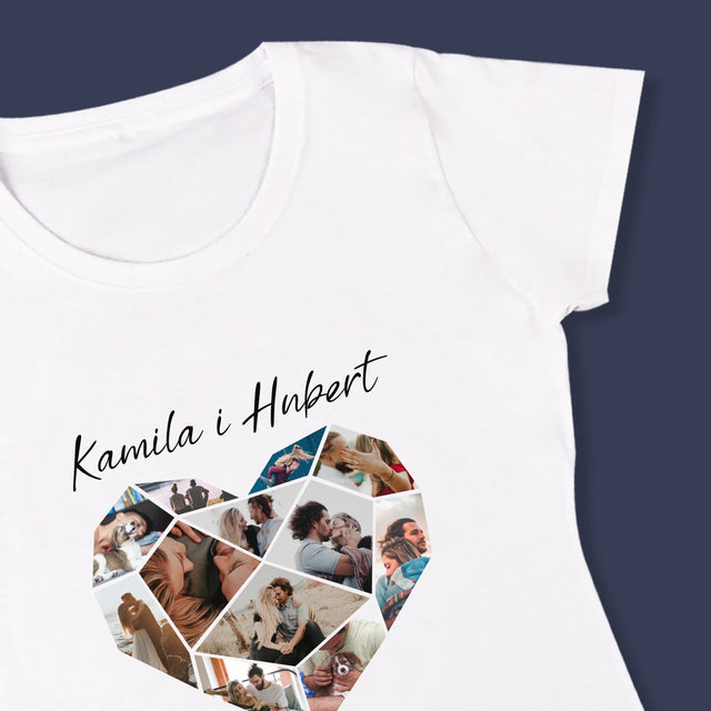 Fotokolaż: Serce Geometryczne - Koszulka Damska z Nadrukiem