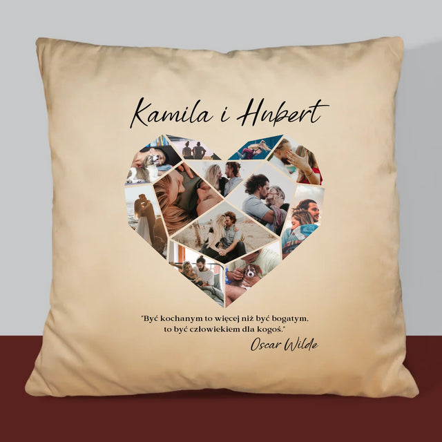 Fotokolaż: Serce Geometryczne - Poduszka z Nadrukiem