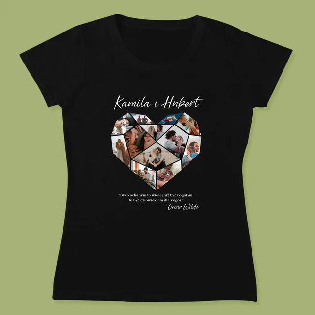 Fotokolaż: Serce Geometryczne - Koszulka Damska z Nadrukiem