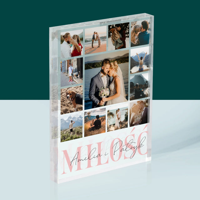 Fotokolaż: Miłość Imiona - Blok Akrylowy z Nadrukiem