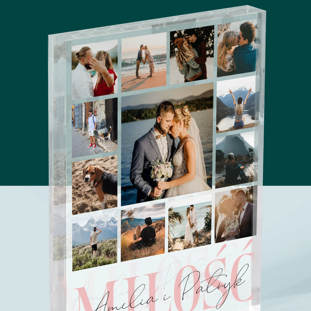 Fotokolaż: Miłość Imiona - Blok Akrylowy z Nadrukiem