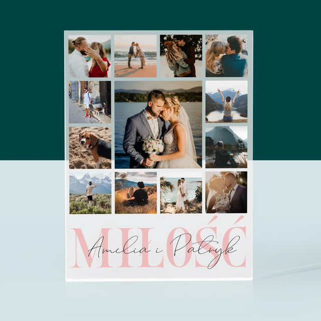 Fotokolaż: Miłość Imiona - Blok Akrylowy z Nadrukiem