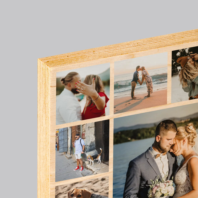 Fotokolaż: Miłość Imiona - Wydruk Na Drewnie