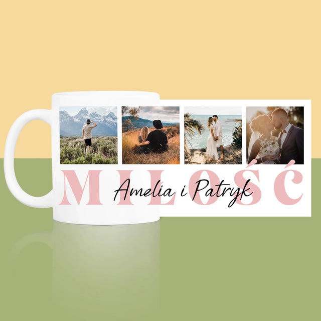 Fotokolaż: Miłość Imiona - Kubek z Nadrukiem
