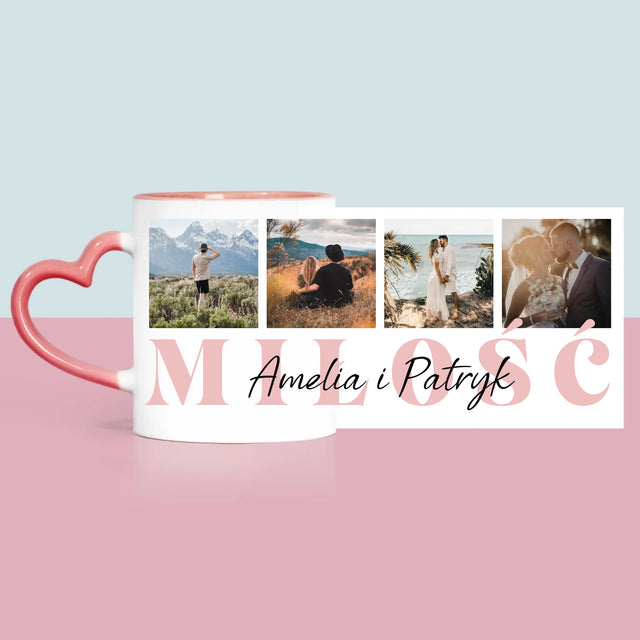 Fotokolaż: Miłość Imiona - Kubek z Nadrukiem