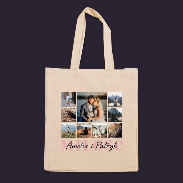 Fotokolaż: Miłość Imiona - Torba Płócienna z Nadrukiem